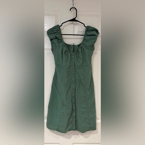 Madewell Margie Mini Dress Trellis Green Size 2 Linen Blend Sweetheart Neckline - Picture 2 of 8